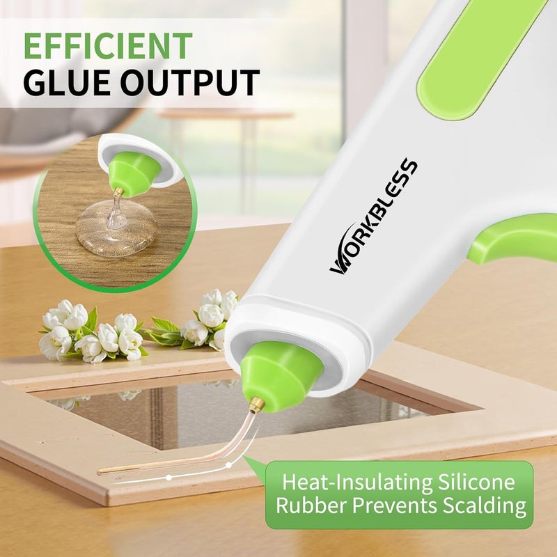 WorkBless Cordless Hot Glue Gun: Glue Gun and 20PCS 0.28'' Mini Sticks Set - Glue Gun Cordless & Rechargeable 2900mAh Battery for Crafts, Home & Christmas Decorations, Automatic Glue Feeding - Image 5